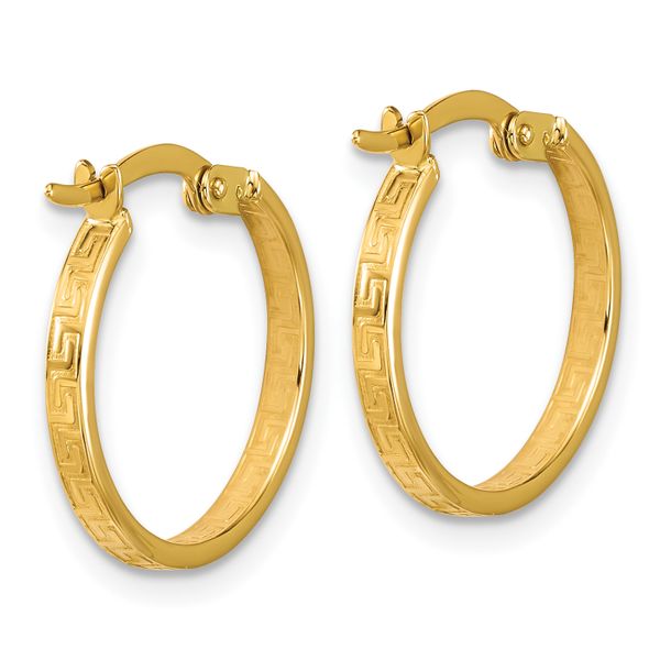 Leslie's 14K Polished Greek Key Round Hoop Earrings - Image 4