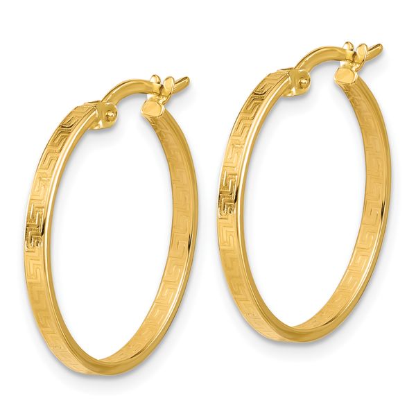 Leslie's 14K Polished Greek Key Round Hoop Earrings - Image 2