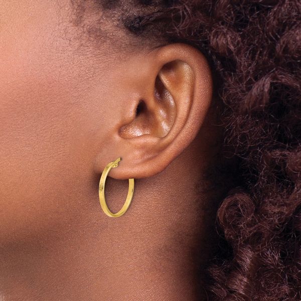 Leslie's 14K Polished Greek Key Round Hoop Earrings - Image 3