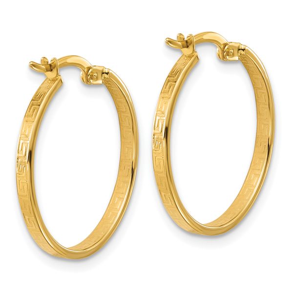 Leslie's 14K Polished Greek Key Round Hoop Earrings - Image 4
