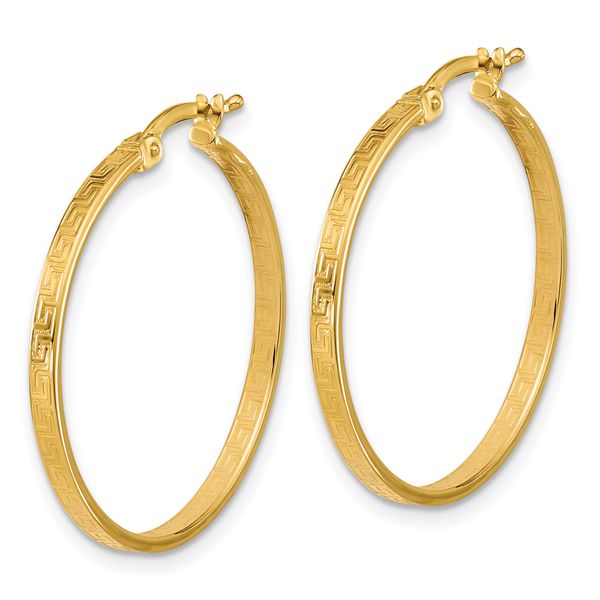 Leslie's 14K Polished Greek Key Round Hoop Earrings - Image 2