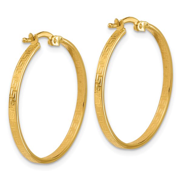 Leslie's 14K Polished Greek Key Round Hoop Earrings - Image 4