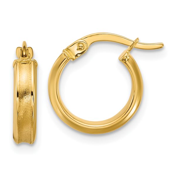 Leslie's 14K Polished and Satin Round Hoop Earrings