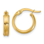 Leslie's 14K Polished and Satin Round Hoop Earrings
