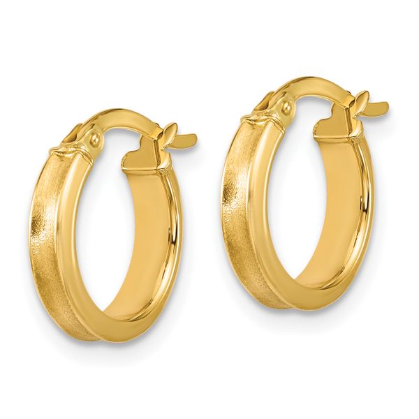 Leslie's 14K Polished and Satin Round Hoop Earrings - Image 2