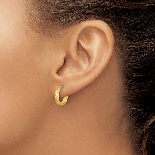 Leslie's 14K Polished and Satin Round Hoop Earrings - Image 3