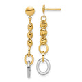 Leslie's 14K w/Wht RH Polished Fancy Oval Link Post Dangle Earrings