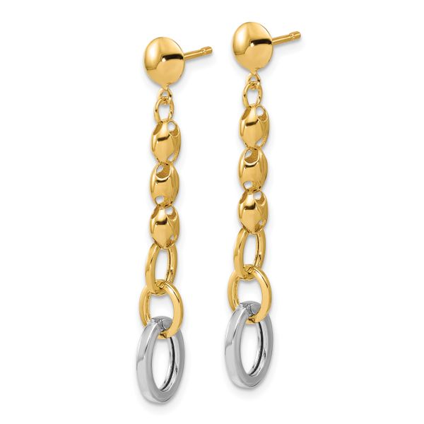 Leslie's 14K w/Wht RH Polished Fancy Oval Link Post Dangle Earrings - Image 2