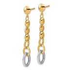 Leslie's 14K w/Wht RH Polished Fancy Oval Link Post Dangle Earrings - Image 2