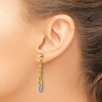 Leslie's 14K w/Wht RH Polished Fancy Oval Link Post Dangle Earrings - Image 3
