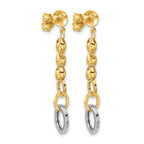 Leslie's 14K w/Wht RH Polished Fancy Oval Link Post Dangle Earrings - Image 4