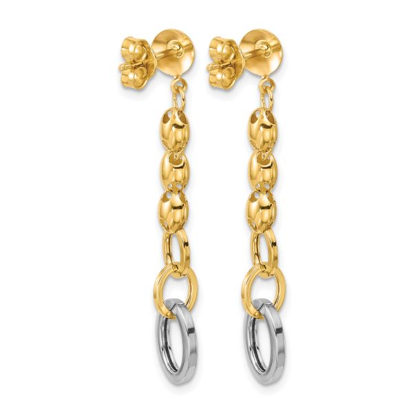 Leslie's 14K w/Wht RH Polished Fancy Oval Link Post Dangle Earrings - Image 4
