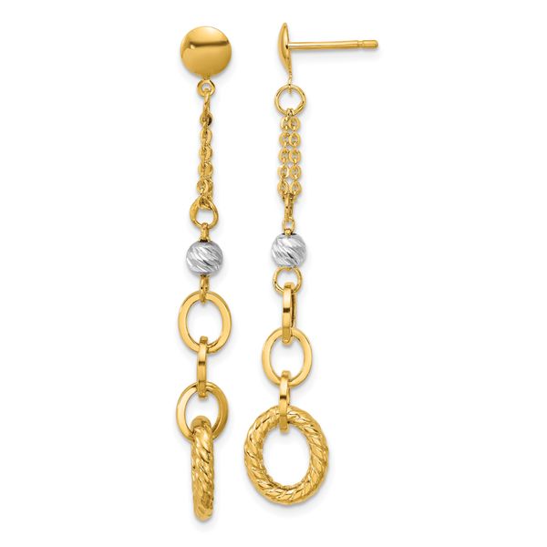 Leslie's 14K w/Wht RH Polish/Dia-cut/Twisted Post Dangle Earrings