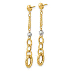 Leslie's 14K w/Wht RH Polish/Dia-cut/Twisted Post Dangle Earrings - Image 2