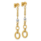 Leslie's 14K w/Wht RH Polish/Dia-cut/Twisted Post Dangle Earrings - Image 4