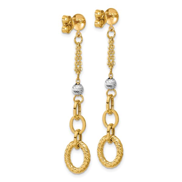Leslie's 14K w/Wht RH Polish/Dia-cut/Twisted Post Dangle Earrings - Image 4