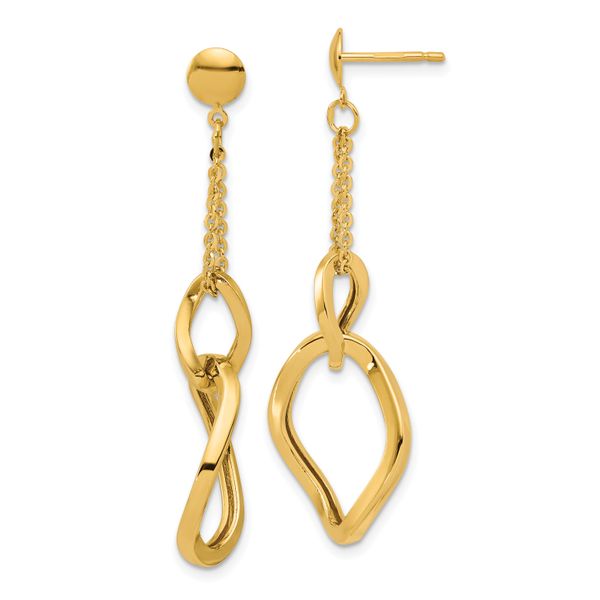 Leslie's 14K Polished Fancy Contoured Link Post Dangle Earrings