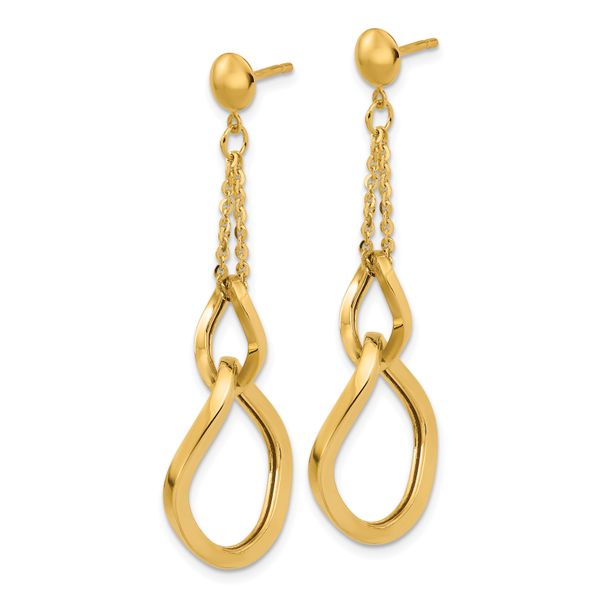 Leslie's 14K Polished Fancy Contoured Link Post Dangle Earrings - Image 2