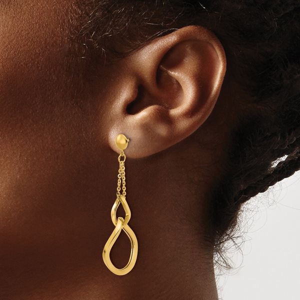Leslie's 14K Polished Fancy Contoured Link Post Dangle Earrings - Image 3