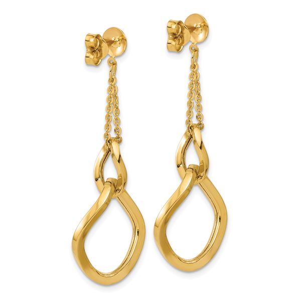 Leslie's 14K Polished Fancy Contoured Link Post Dangle Earrings - Image 4