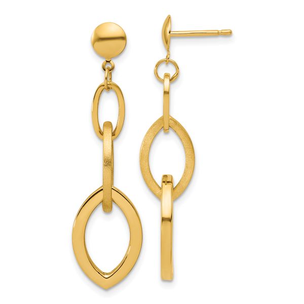Leslie's 14K Polished and Brushed Fancy Post Dangle Earrings