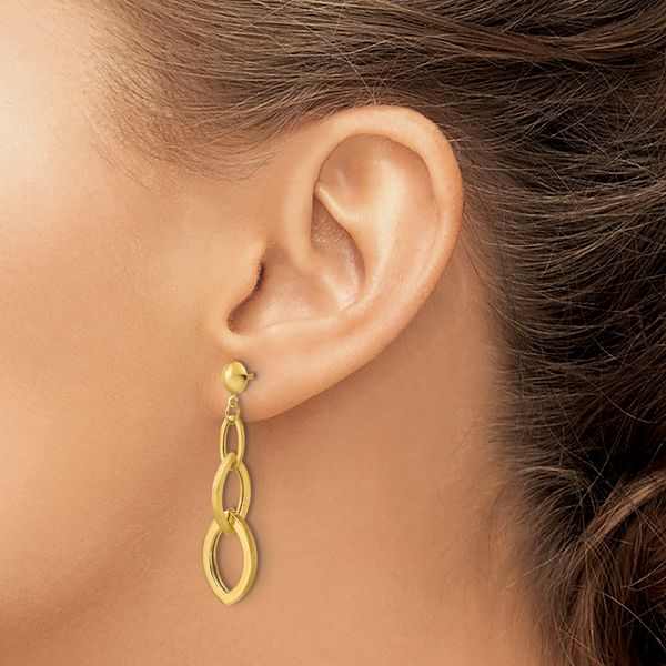 Leslie's 14K Polished and Brushed Fancy Post Dangle Earrings - Image 3