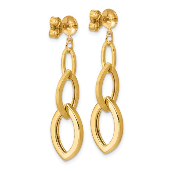Leslie's 14K Polished and Brushed Fancy Post Dangle Earrings - Image 4