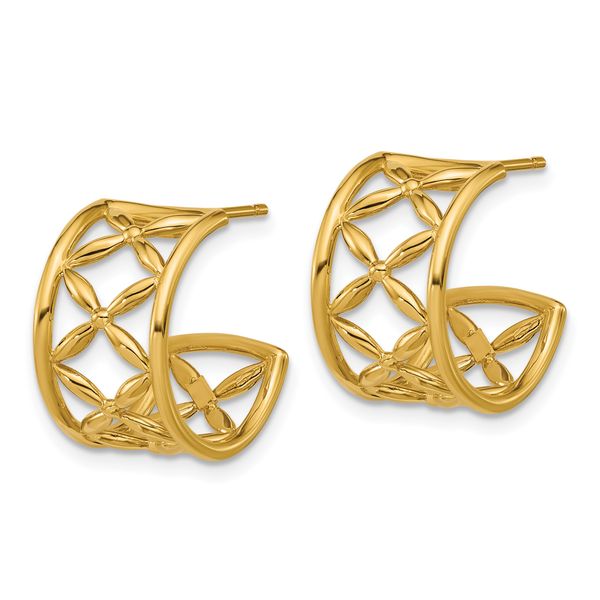 Leslie's 14K Polished Criss-cross J-Hoop Post Earrings - Image 2
