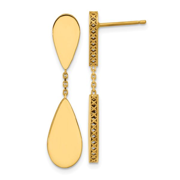Leslie's 14K Polished and Satin Teardrop Post Dangle Earrings