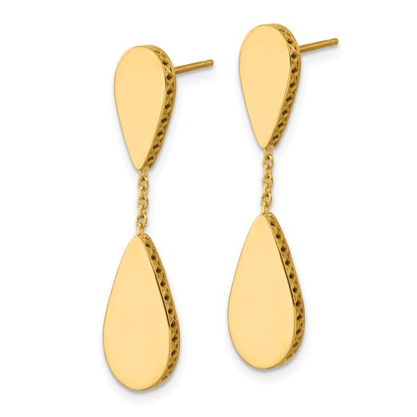 Leslie's 14K Polished and Satin Teardrop Post Dangle Earrings - Image 2