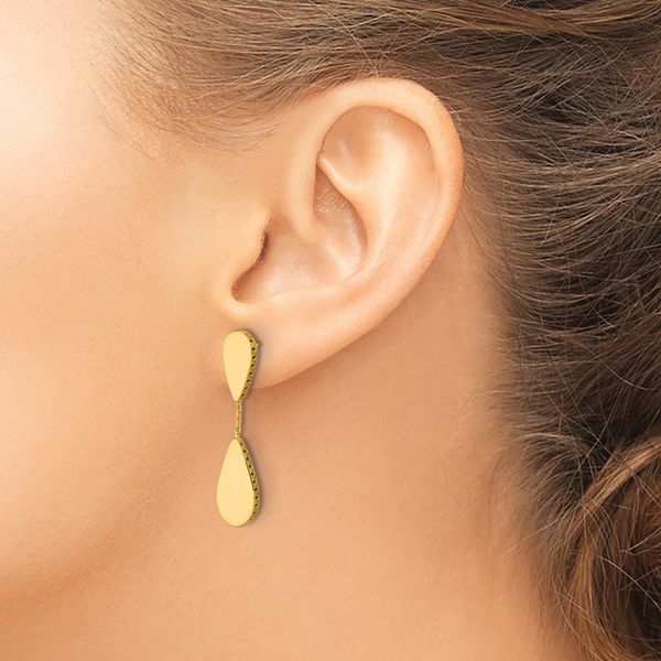 Leslie's 14K Polished and Satin Teardrop Post Dangle Earrings - Image 3