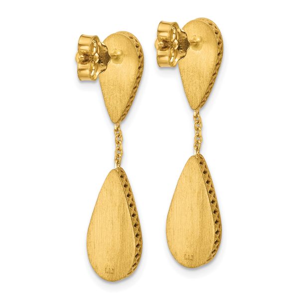Leslie's 14K Polished and Satin Teardrop Post Dangle Earrings - Image 4