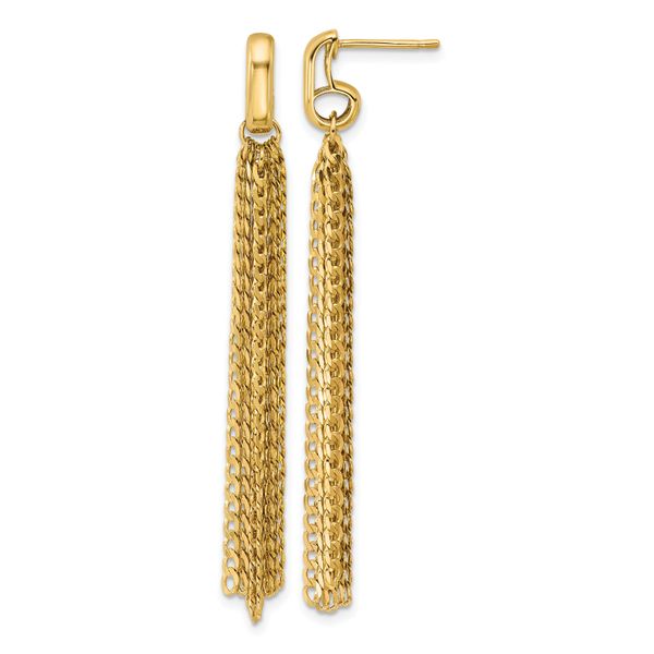 Leslie's 14K Polished Fancy Curb Link Tassle Post Dangle Earrings