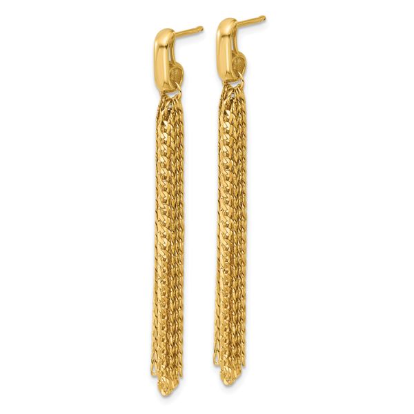Leslie's 14K Polished Fancy Curb Link Tassle Post Dangle Earrings - Image 2