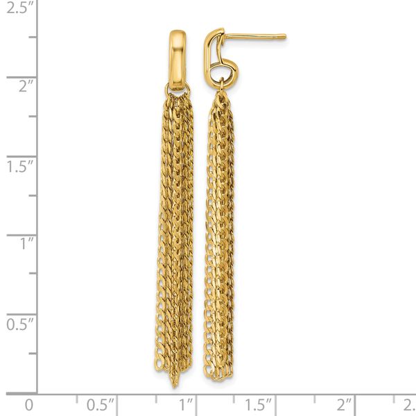 Leslie's 14K Polished Fancy Curb Link Tassle Post Dangle Earrings - Image 5