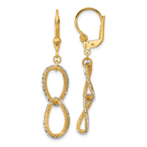 Leslie's 14KTT Pol/Texture/Dia-cut Oval Leverback Dangle Earrings