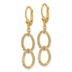 Leslie's 14KTT Pol/Texture/Dia-cut Oval Leverback Dangle Earrings - Image 2