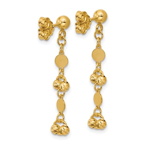 Leslie's 14K Polished D/C Beaded Fancy Circles Post Dangle Earrings - Image 4