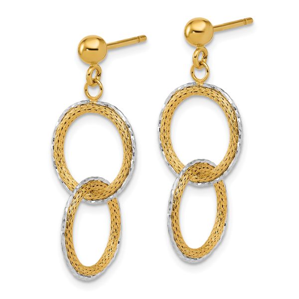 Leslie's 14KTT Polished Brushed D/C Circles Post Dangle Earrings - Image 2