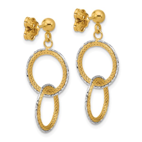 Leslie's 14KTT Polished Brushed D/C Circles Post Dangle Earrings - Image 4