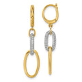 Leslie's 14K Two-tone Polished CZ Ovals Leverback Dangle Earrings