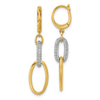 Leslie's 14K Two-tone Polished CZ Ovals Leverback Dangle Earrings