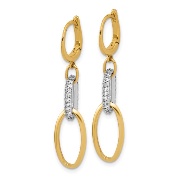 Leslie's 14K Two-tone Polished CZ Ovals Leverback Dangle Earrings - Image 2