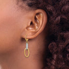 Leslie's 14K Two-tone Polished CZ Ovals Leverback Dangle Earrings - Image 3