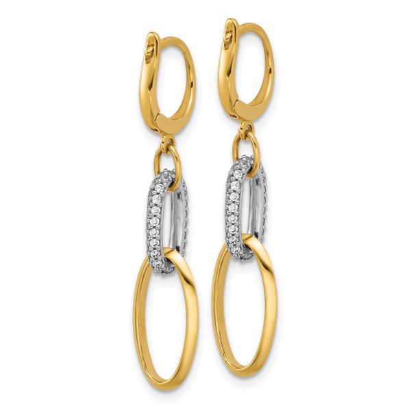 Leslie's 14K Two-tone Polished CZ Ovals Leverback Dangle Earrings - Image 4