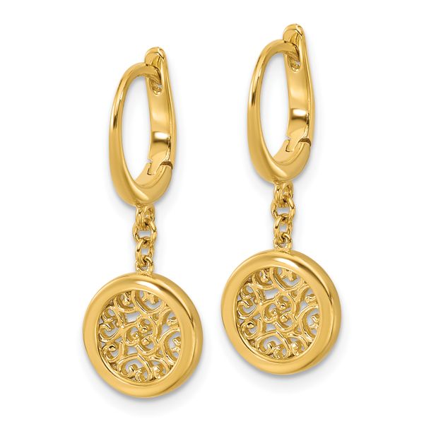 Leslie's 14K Polished Fancy Filigree Circle Leverback Dangle Earrings - Image 2