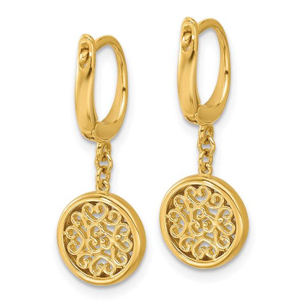 Leslie's 14K Polished Fancy Filigree Circle Leverback Dangle Earrings - Image 4