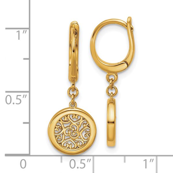 Leslie's 14K Polished Fancy Filigree Circle Leverback Dangle Earrings - Image 5