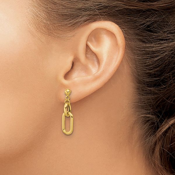 Leslie's 14K Polished Fancy Link Post Dangle Earrings - Image 3