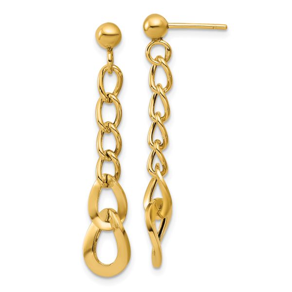 Leslie's 14K Polished Fancy Curb Link Post Dangle Earrings